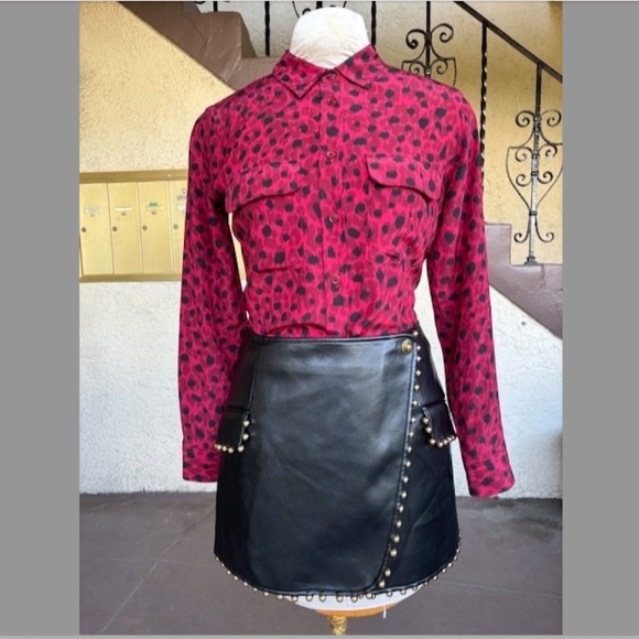 $425 JONATHAN SIMKHAI "Clayton" Studded Vegan Leather Mini Skirt NWOT/sz M - Picture 9 of 16